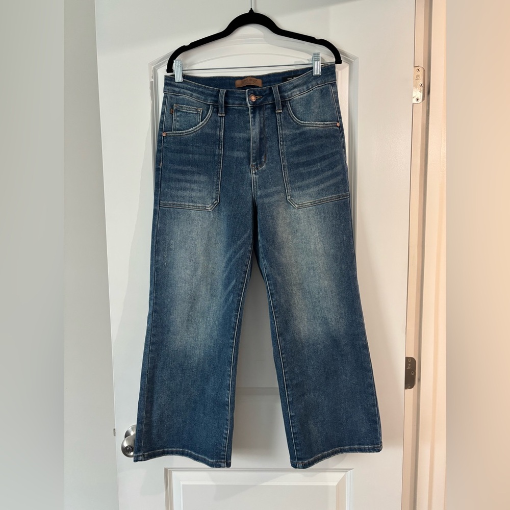 Judy Blue Dark Wash wide-leg crop Jeans 9/29 EUC